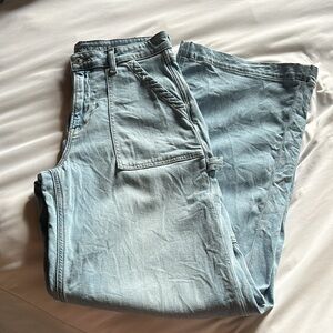 American eagle stretch super high waist baggy wide leg carpenter jean size 8